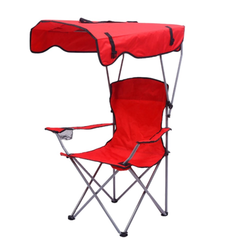 Casual Portable Folding Fishing Chair with Armrests Camping Outdoor Beach Chair with Canopy