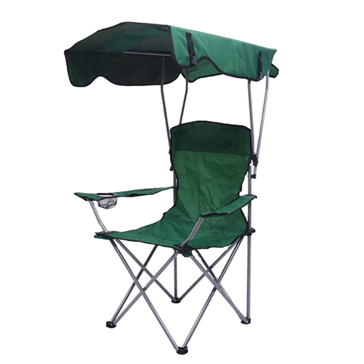 Casual Portable Folding Fishing Chair with Armrests Camping Outdoor Beach Chair with Canopy