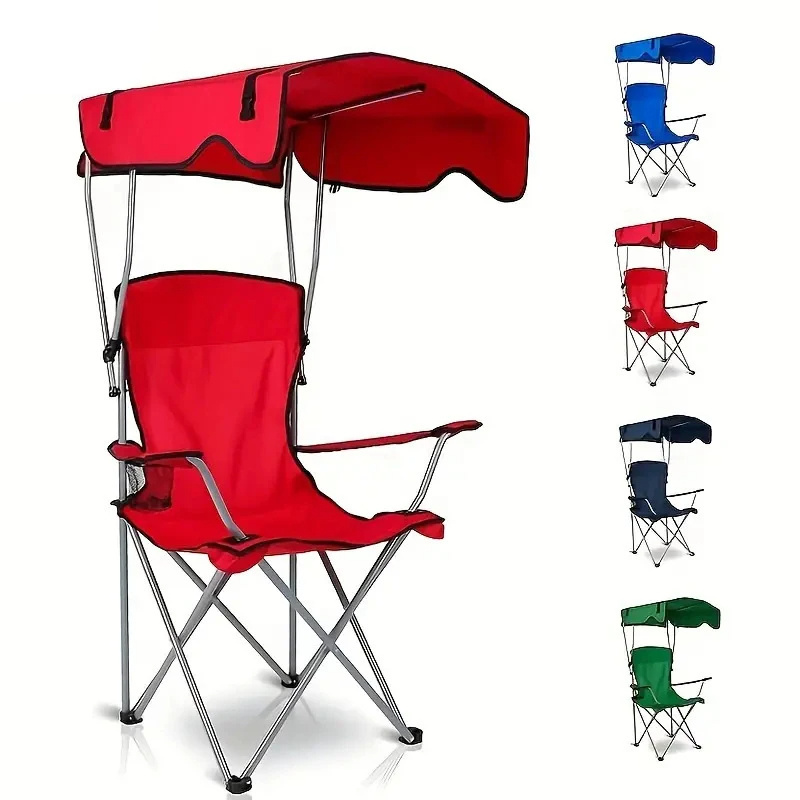 Portable Beach Chair with Canopy Metal Frame Cheap Folding Camping Chair