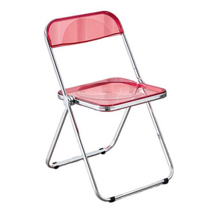 Scandinavian Fashion Hotel Clear Plastic Pink Modern Style Acrylic Folding Dining Chair