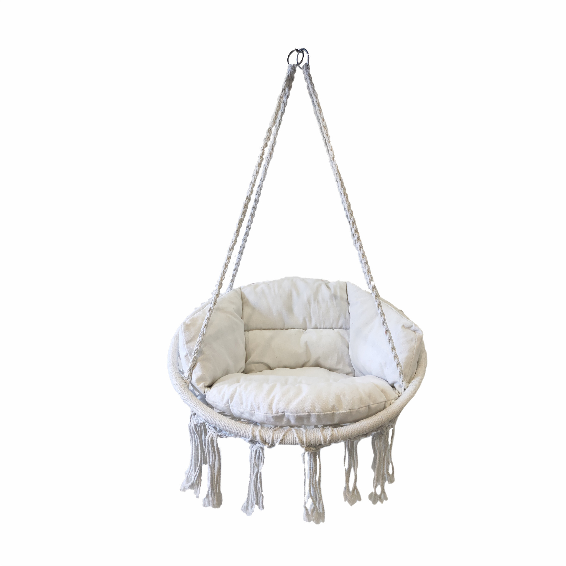 Round Handmade Cotton Rope Hanging Seat Swing Bed Bohemian Style Lazy Hammock