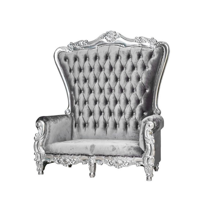 Modern Solid Wood Hotel Rental Wedding King and Queen Throne Chairs Antique Style