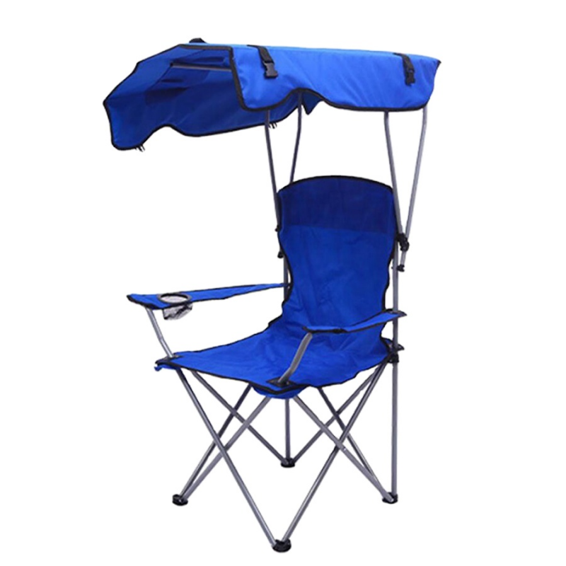 Casual Portable Folding Fishing Chair with Armrests Camping Outdoor Beach Chair with Canopy