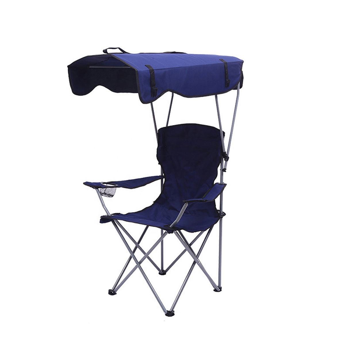 Portable Beach Chair with Canopy Metal Frame Cheap Folding Camping Chair