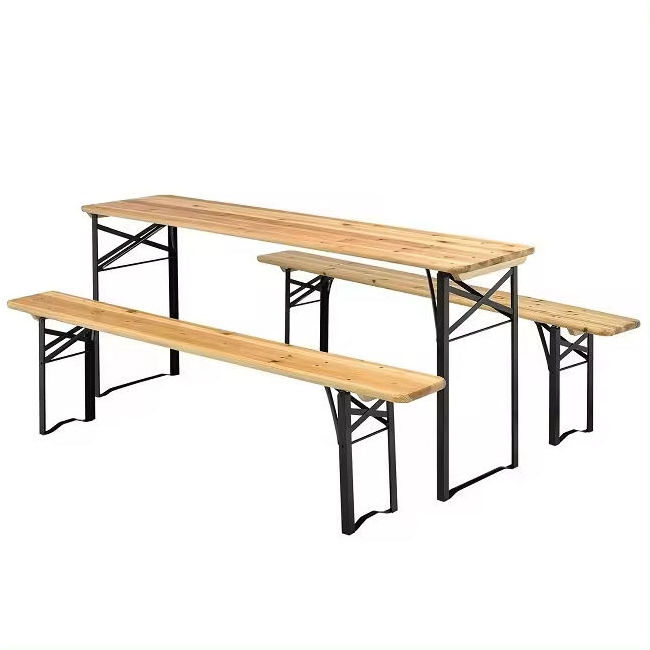 High Quality 150cm 180cm 240cm Outdoor Picnic Bistro Folding Wooden Beer Table Set