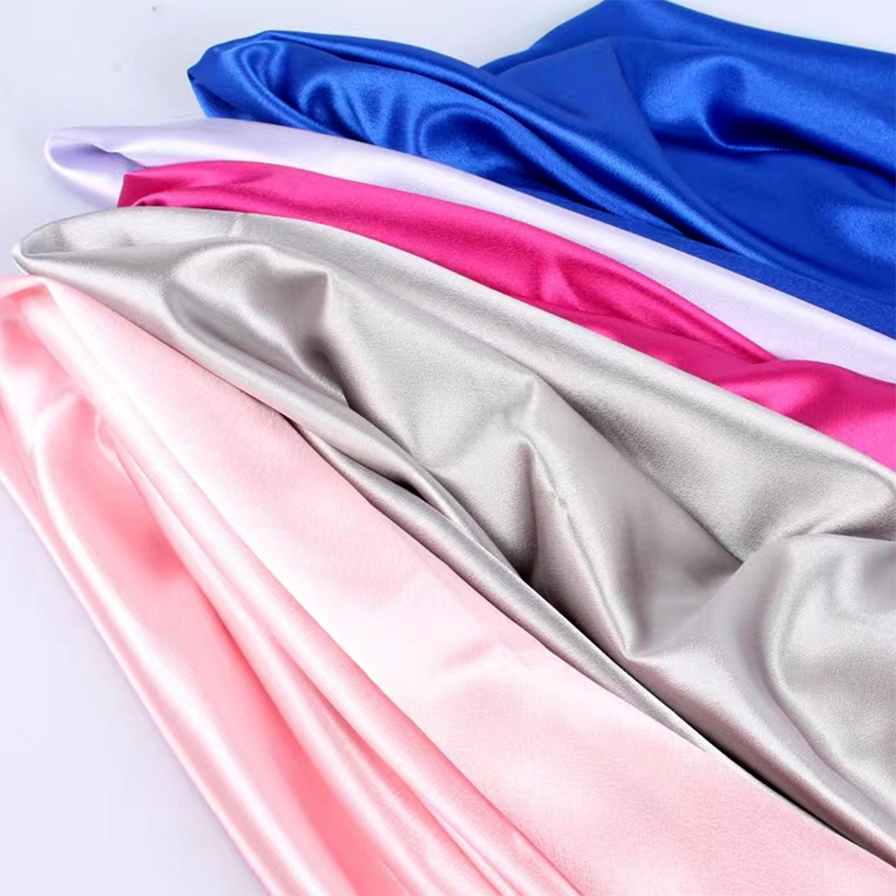 Wholesale crinkle satin fabric for wedding dress polyester crepe stretch satin fabric