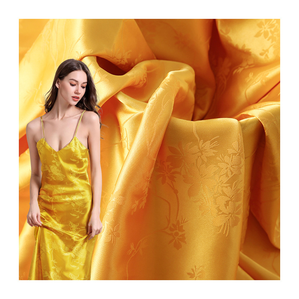 Wholesale Jacquard Stretch Satin Fabric 50D*75D Silk Duchess Satin fabric For Dresses