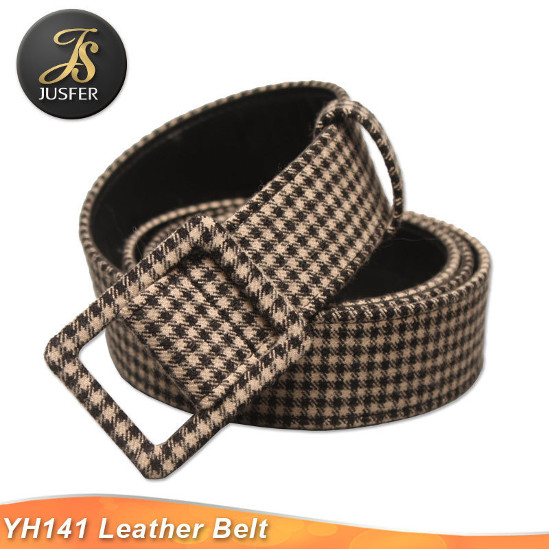 Women fabric waist belt fashion wide adjustable PU belts with fabric buckle