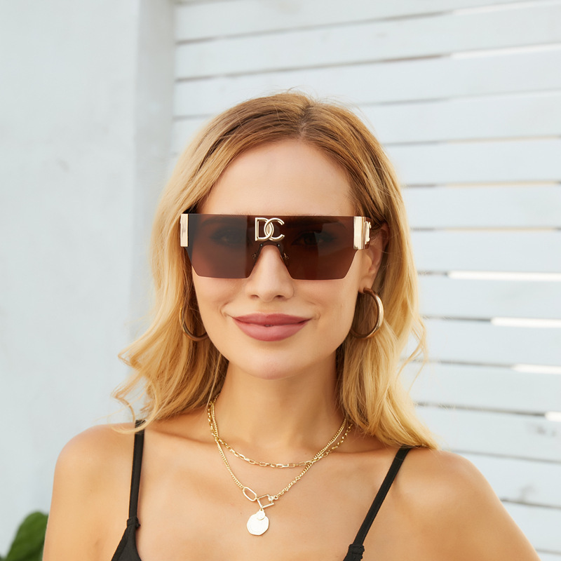 2023 Luxury women oversize sunglasses rimless eyewear shades glasses high quality DC big frame fashion retro sunglasses gafas