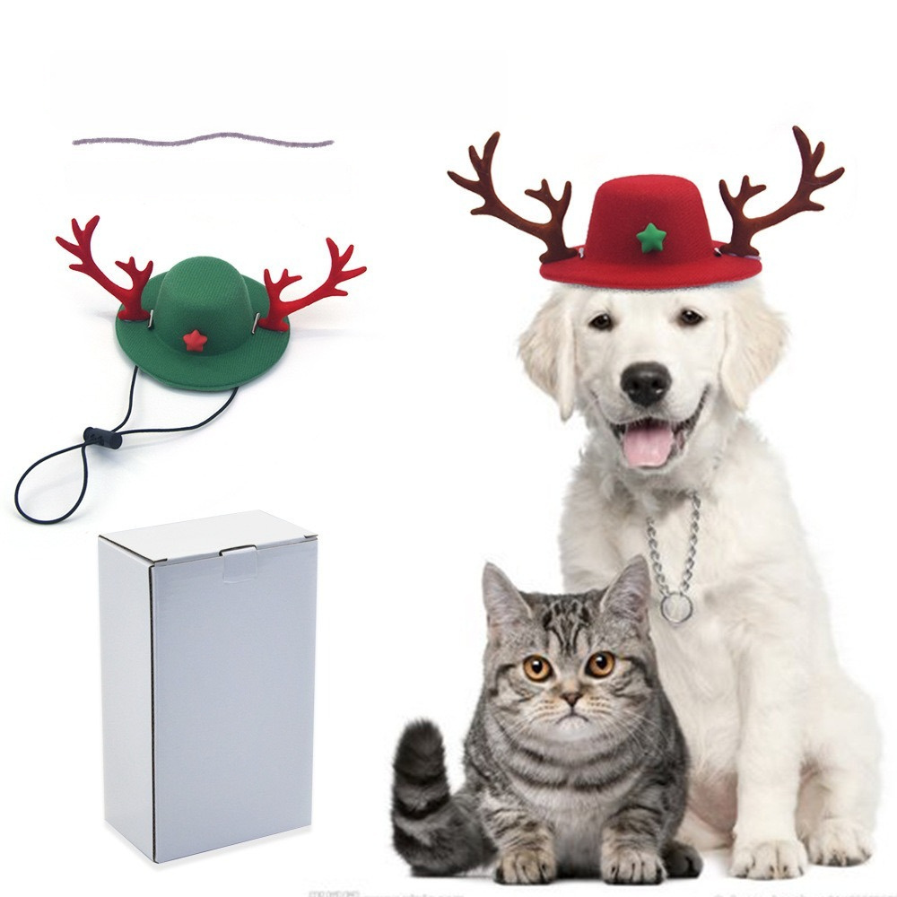 Christmas Dog Hat Adjust Dog Antlers Headdress Cat Christmas Decoration Hats