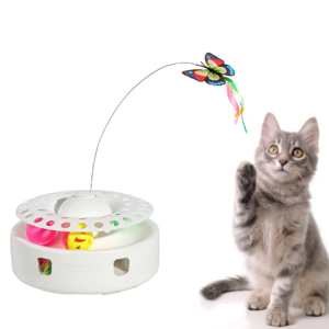 Cat Toys 3-in-1 Automatic Interactive Kitten Toy, Fluttering Butterfly, USB Random Moving Ambush Feather Cat Toys