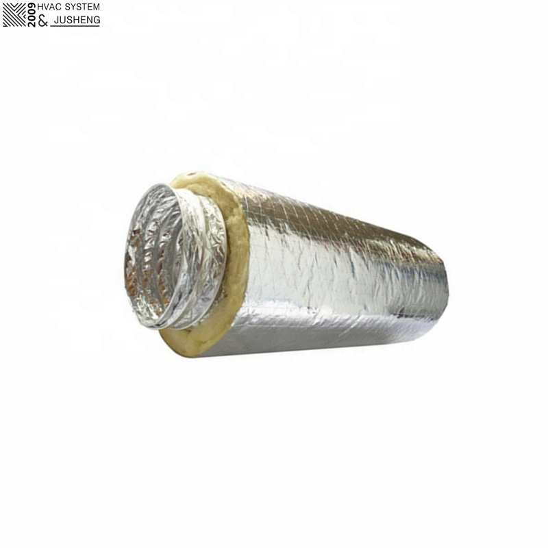 R6 R8 HVAC Systems Duct/Hose Fiberglass Reinforced  Aluminium Insulated Flexible Ducts