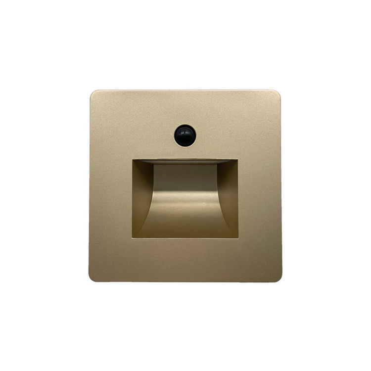 3W LED Square Wall Lamp with Sensor Switch Indoor Recessed Staircase Light Aluminum Body Home Light Control Step Lights