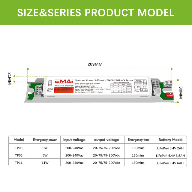 Factory sales LED Emergency Driver Power 5W Emergency Time 3h & External LiFePO4 Battery