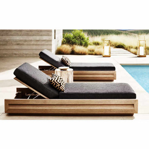 New design outdoor pool furniture chairs teak wood sun bed daybed sun lounger