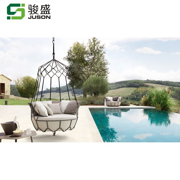 high end Outdoor metal chaise garden balcony rattan lounge hanging egg chair luxury patio swing chair