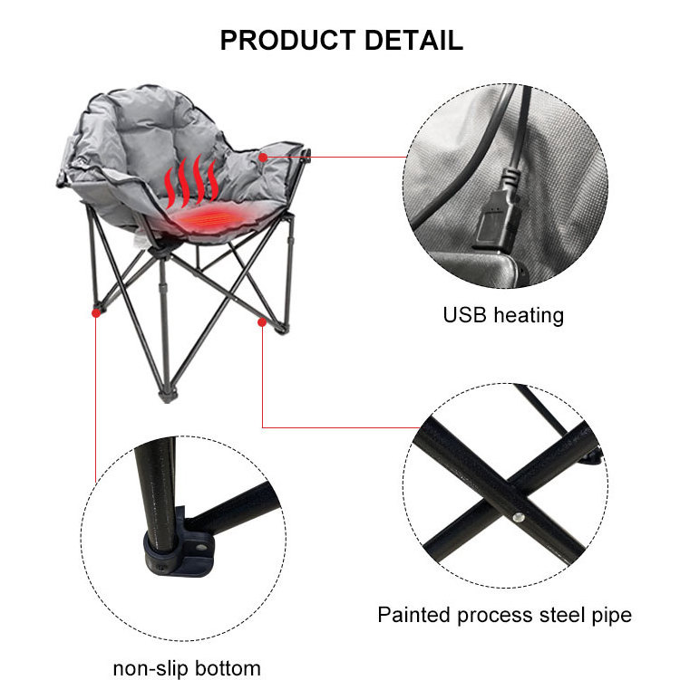 2024 Hot Sale Outdoor Heated Chair Portable Folding Chair Easy to Assembly Chair for Camping and Backpacking