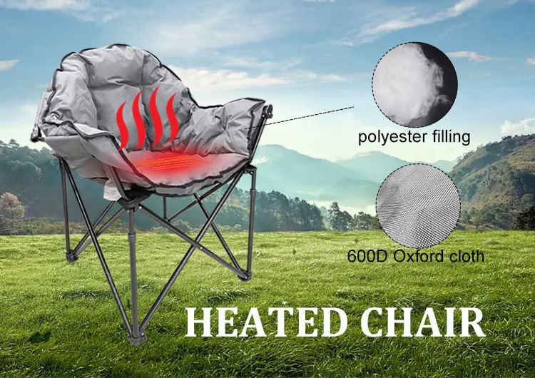 2024 Hot Sale Outdoor Heated Chair Portable Folding Chair Easy to Assembly Chair for Camping and Backpacking