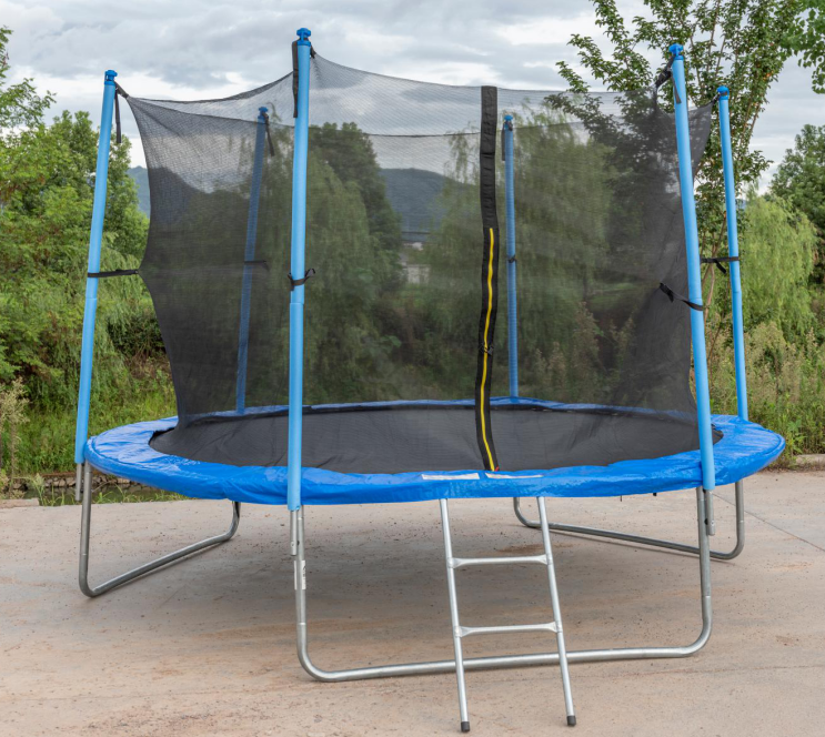 12ft Trampoline Unisex TODO 12ft Trampoline with Enclosure and Free Ladder 4 Pcs PP Mesh Fabric Outdoor Trampoline 10mm 3050*740