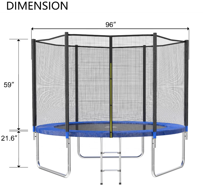 6FT 8FT 10FT 12FT 14FT 15FT 16F Outdoor Trampoline with Safety Enclosure Net and Heavy Duty Jumping Mat for Kids and