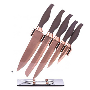 Professional Knife Set 5PCS Stainless Steel Kitchen Plastic Handle Chef Knife Set with Acrylic Stand