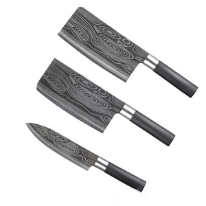 Wholesale Damascus Laser Pattern Knife Set Kitchen Chef Knife Set with PP Handle