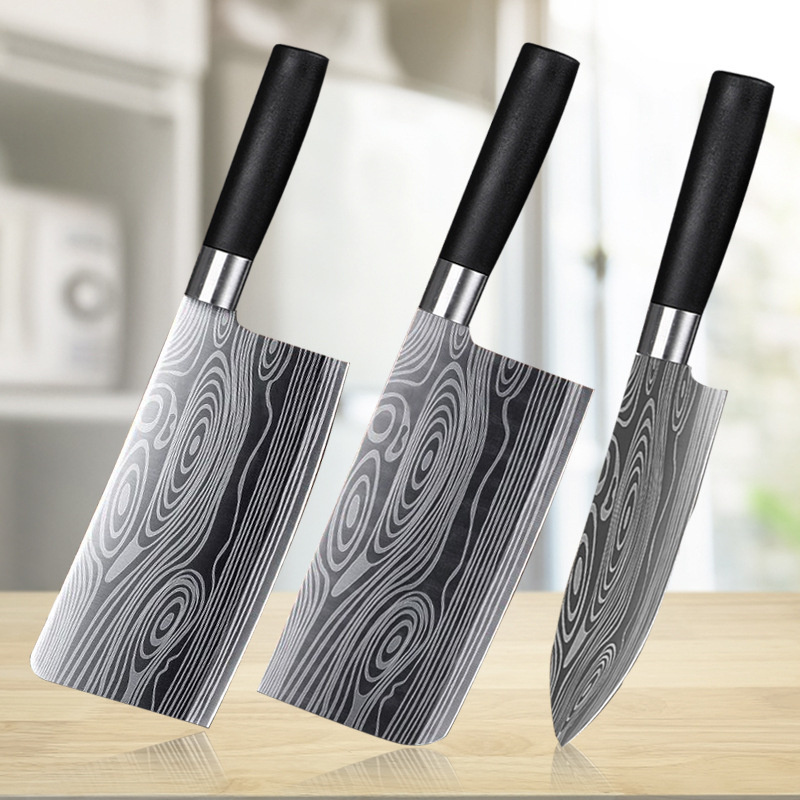 Wholesale Damascus Laser Pattern Knife Set Kitchen Chef Knife Set with PP Handle