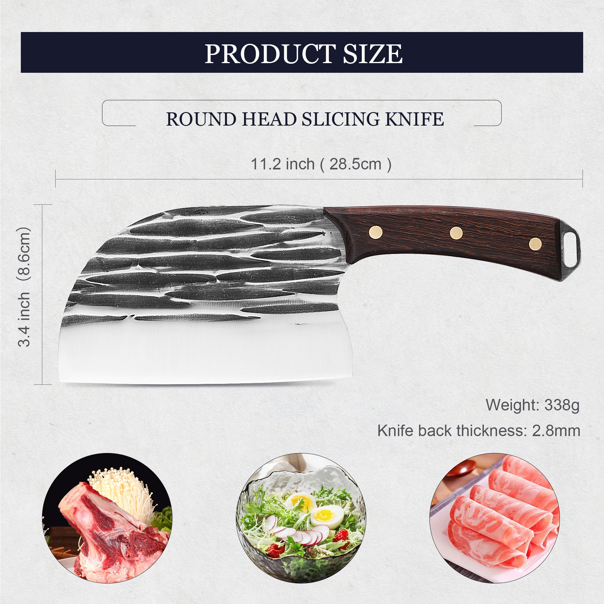 Professional Chef's Knives Kitchen Tool Full Tang Handle Forged 5cr15mov Stainless Steel Cleaving Meats Chef Knife