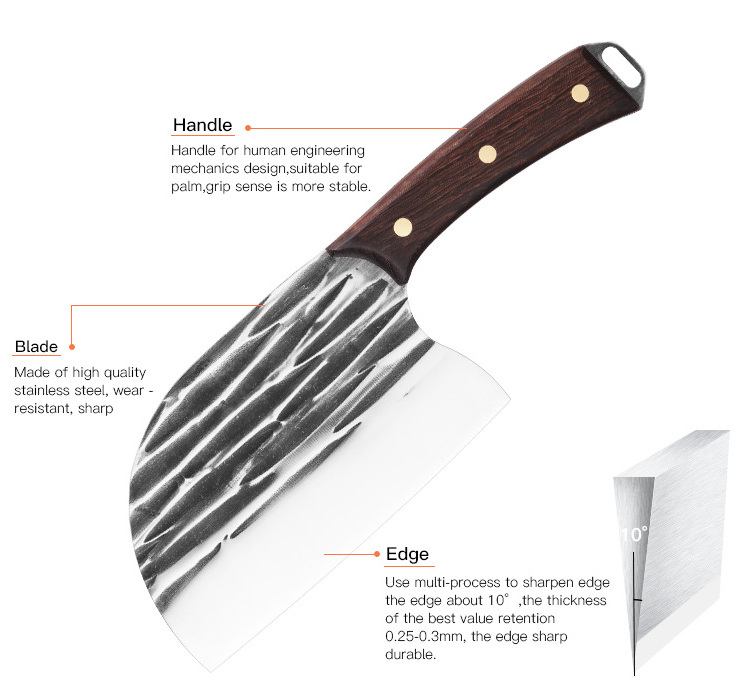 Professional Chef's Knives Kitchen Tool Full Tang Handle Forged 5cr15mov Stainless Steel Cleaving Meats Chef Knife