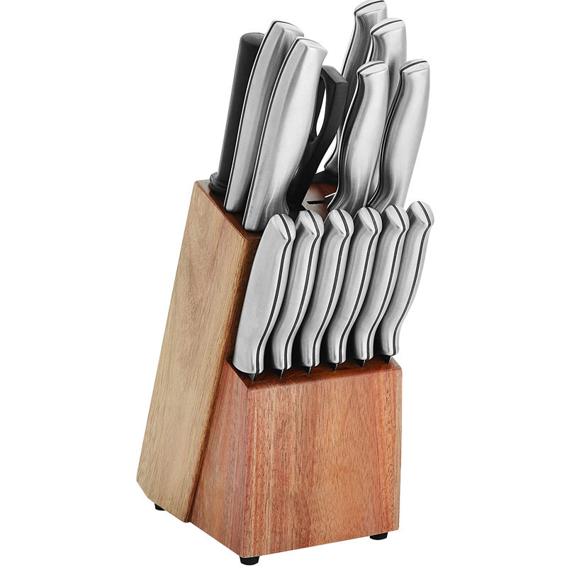 Hot sale 15-Piece Kitchen Knife Sets Stainless Steel with Acacia Wood Knife Block