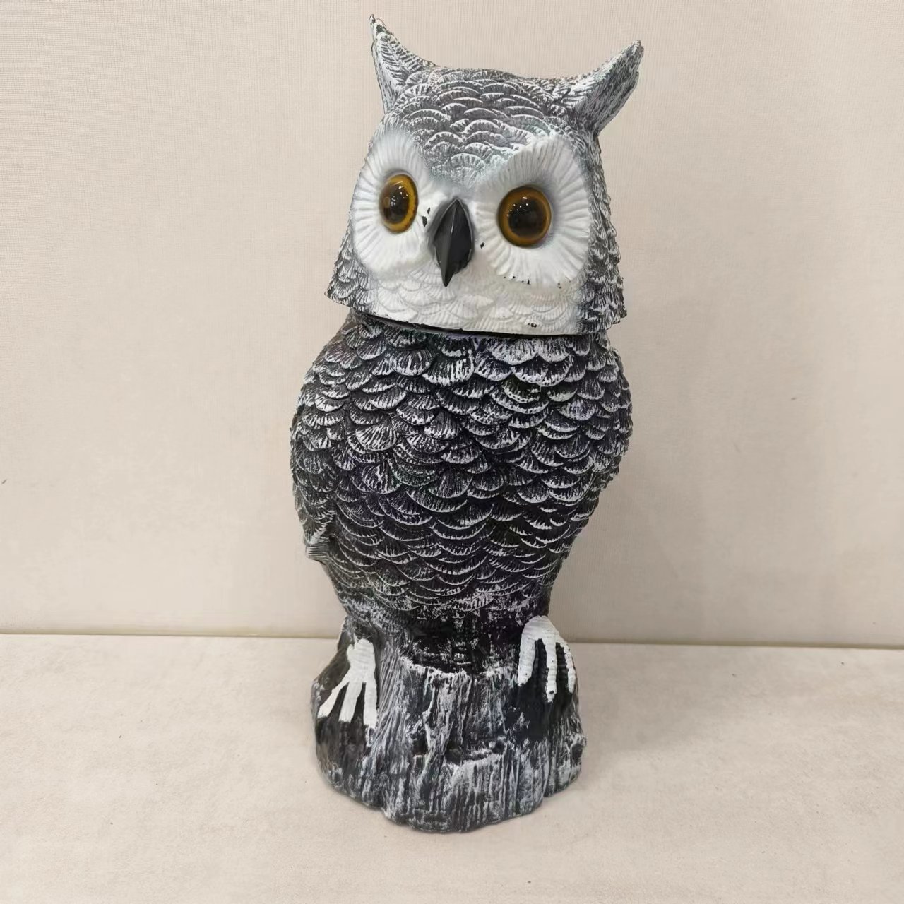 Owl Decoys To Scare Birds Away Solar Powered Owl With Rotating Head And Sound With Light Outdoor Decoration