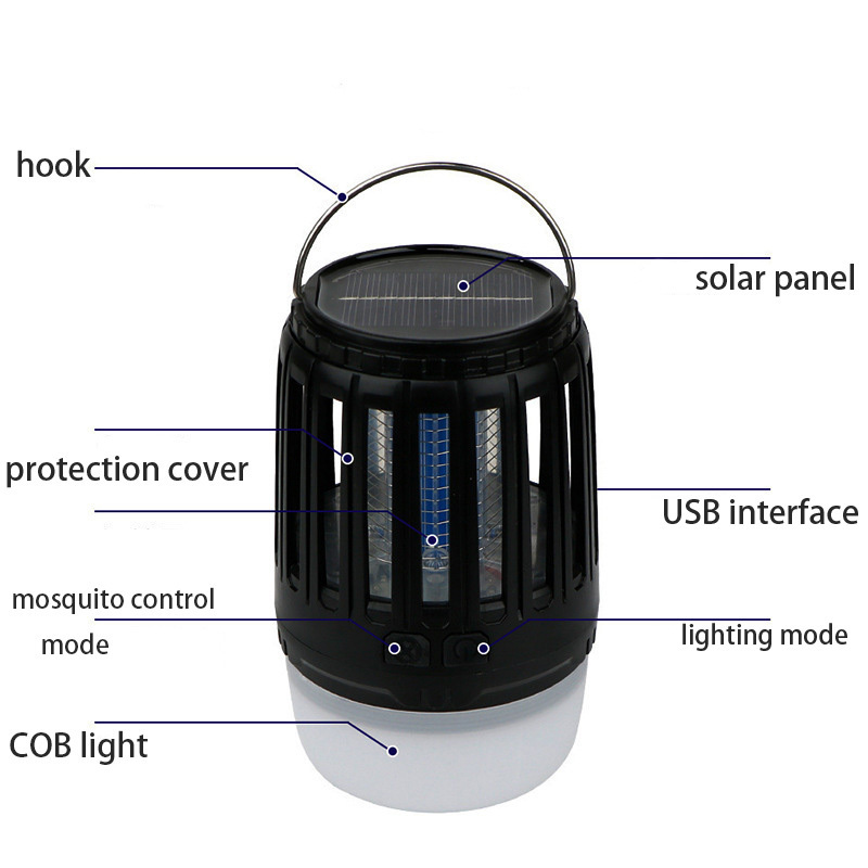 Solar Mosquito Killing Lamp Flea Insect Killing Lamp Indoor Outdoor Insect Zapper