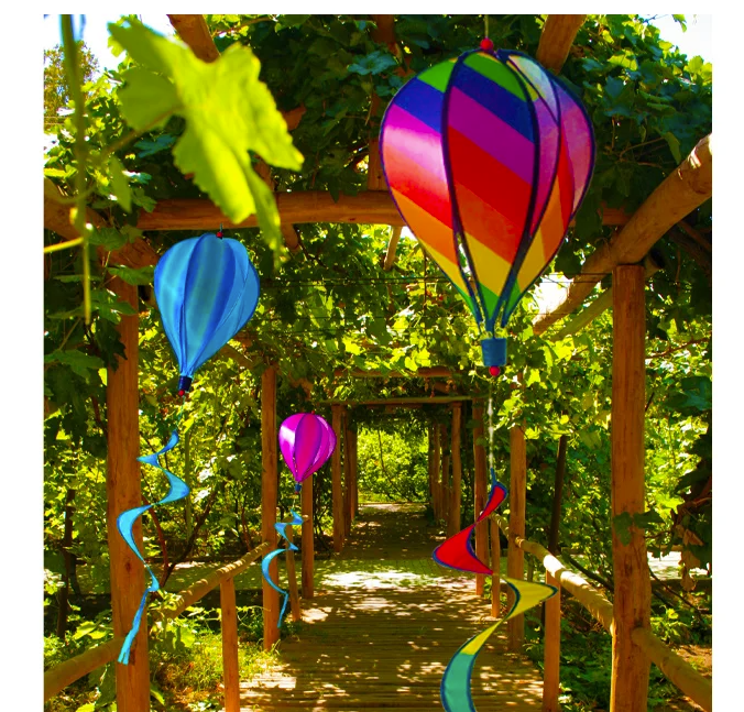 Hot Air Balloon Wind Spinner Rotating Sequins Windmill Wind Chimes Rainbow For Wind Twister Hanging Decoration