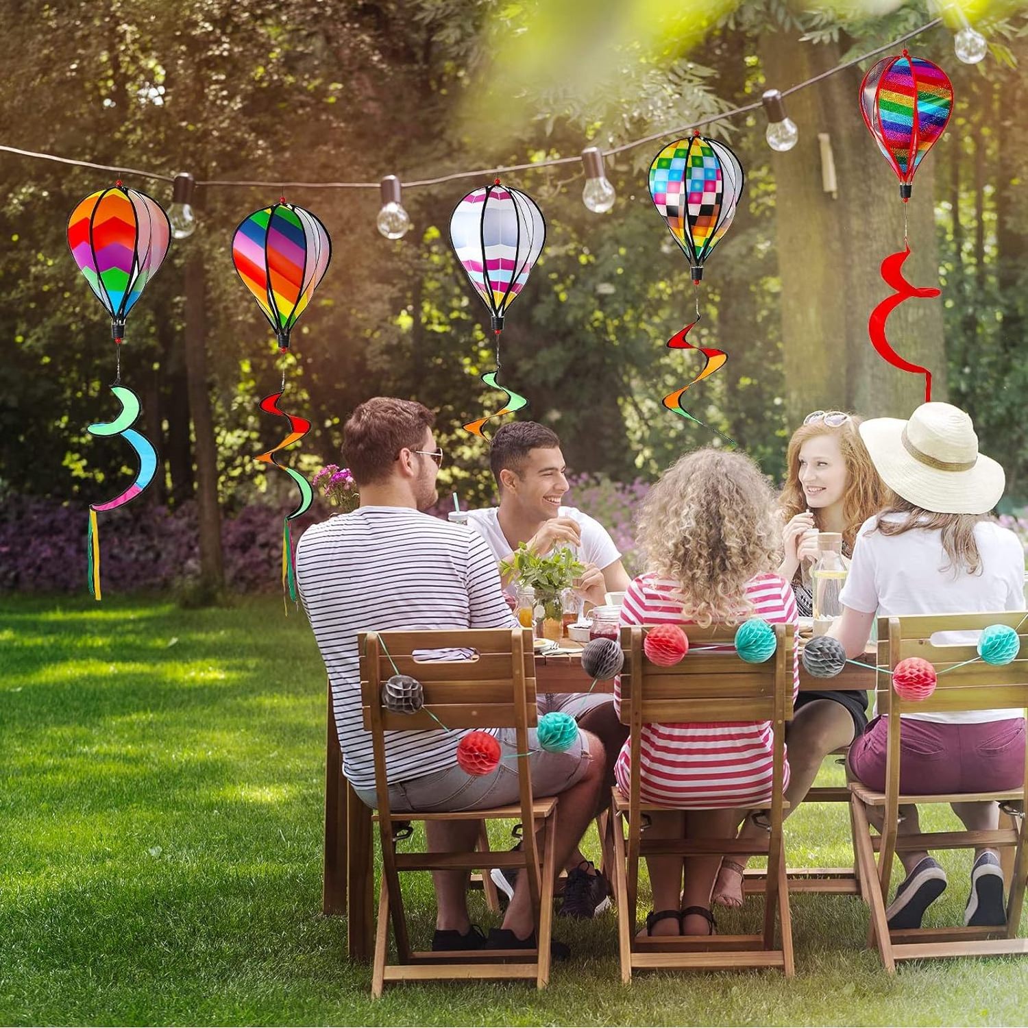 Garden Windmill Hot Air Balloons Windmill Wind Spinner For Wind Twister Hanging Decoration