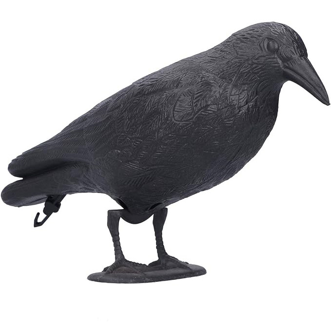 Crow Decoys Black Feathered Crow Standing Simulation Plastic Raven Statue Props Outdoors And Garden Decoration