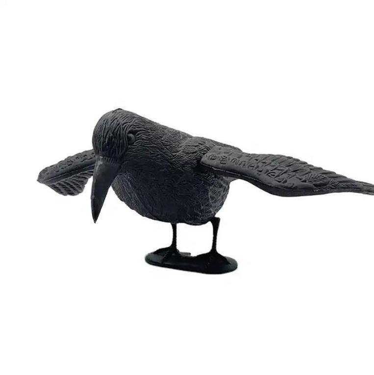 Plastic PE Hunting Decoy Flying Crow Decoys Garden Bird Scarer Stand Black Crow For Hunting