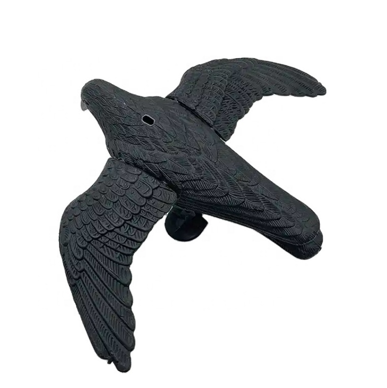 Plastic PE Hunting Decoy Flying Crow Decoys Garden Bird Scarer Stand Black Crow For Hunting