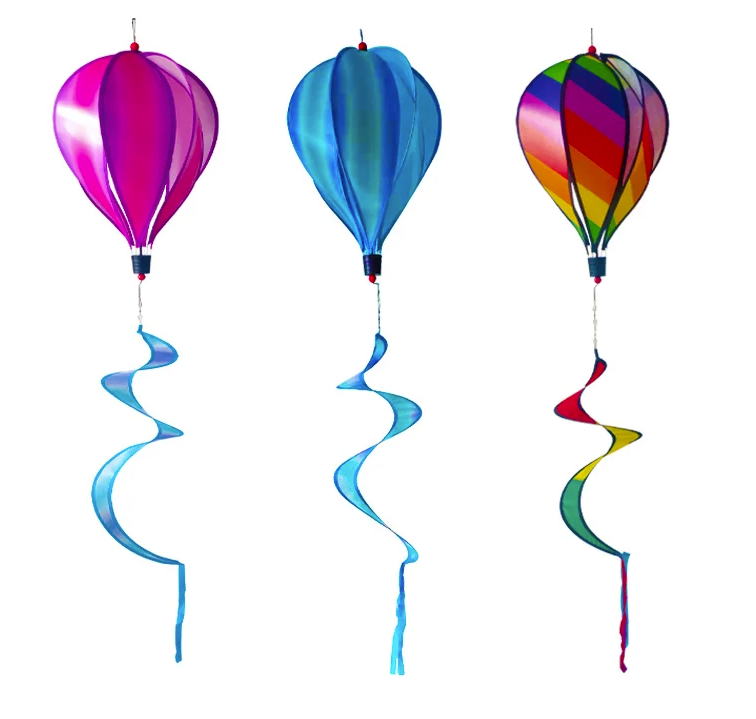 Hot Air Balloon Wind Spinner Rotating Sequins Windmill Wind Chimes Rainbow For Wind Twister Hanging Decoration