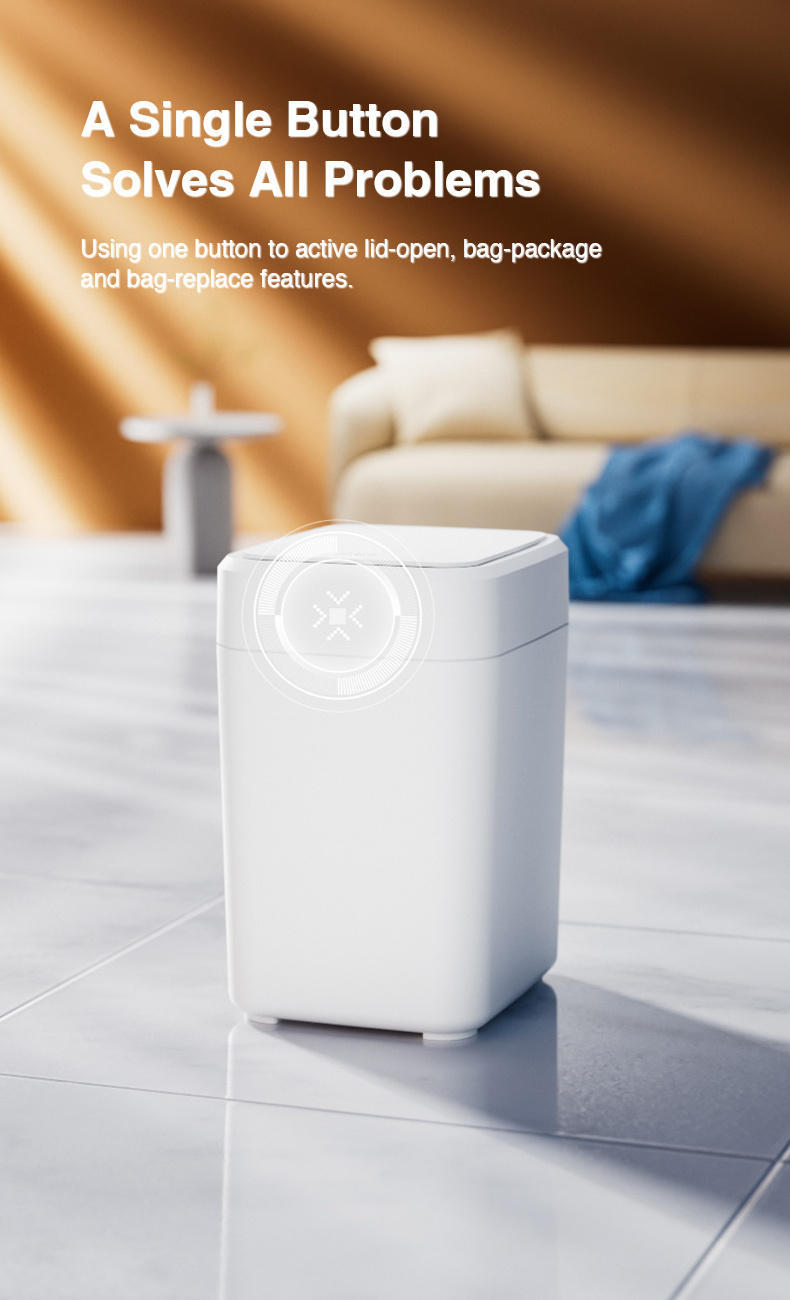 Automatic Self Package Seal Change Sensor Induction Smart Trash Can  Hands Free Touchless 17L Jiabiyi JustBeEasy