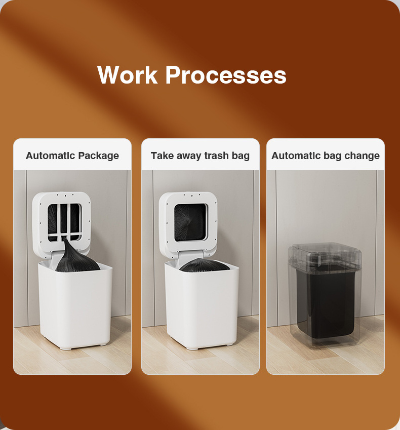 Automatic Self Package Seal Change Sensor Induction Smart Trash Can  Hands Free Touchless 17L Jiabiyi JustBeEasy