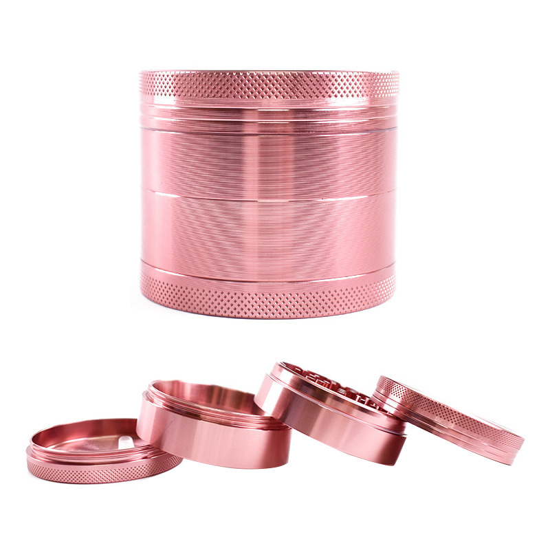 custom laser anodized 4pc 50mm 63mm spice smoke girls aluminium pink herb grinder with logo