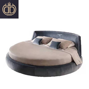 latest circle king size leather cheap round shape bed with mattress