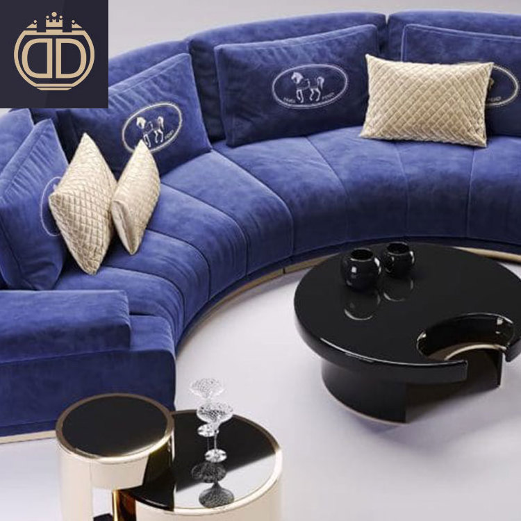 modern half moon circle curved sectional fabric sofa furniture set 7 seater living room sofa design luxury velvet sofa