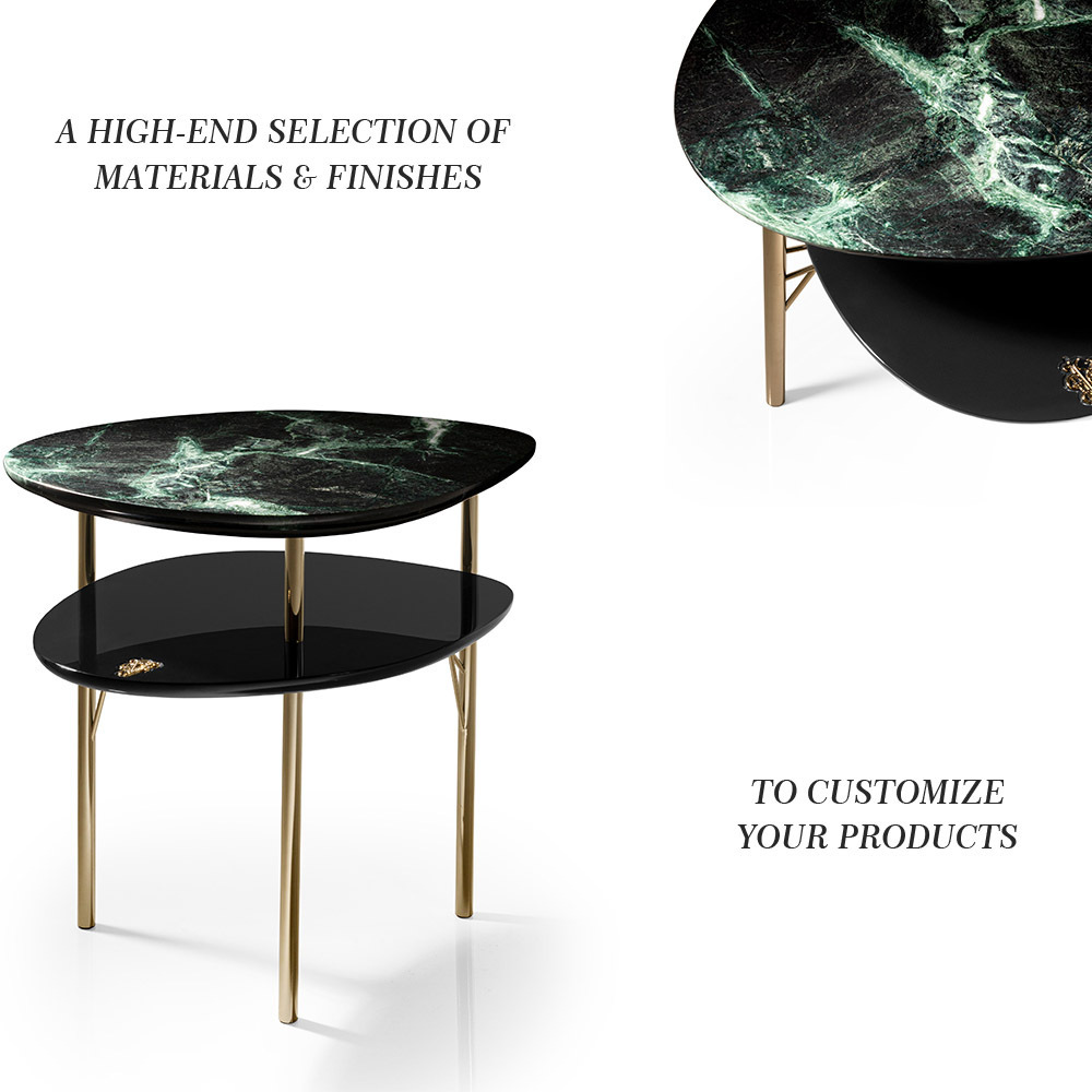 Italian light luxury modern coffee natural marble hotel side tables for living room luxury