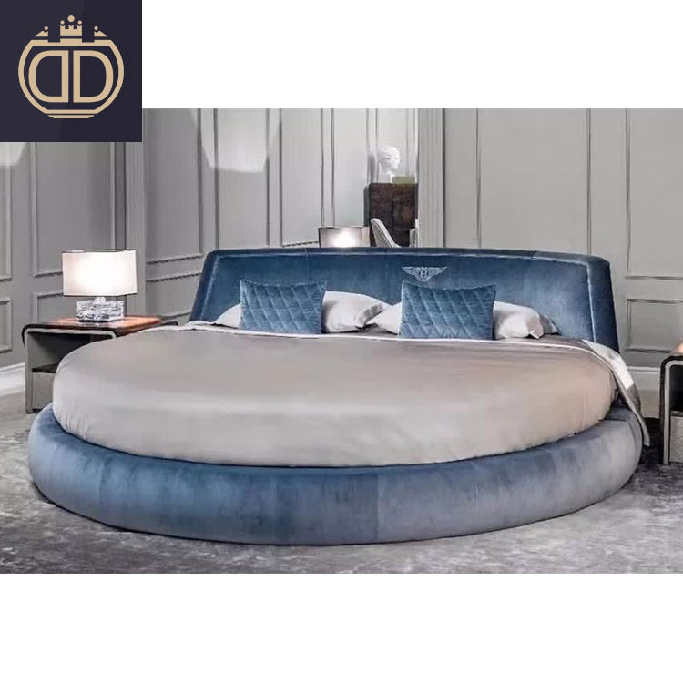 latest circle king size leather cheap round shape bed with mattress