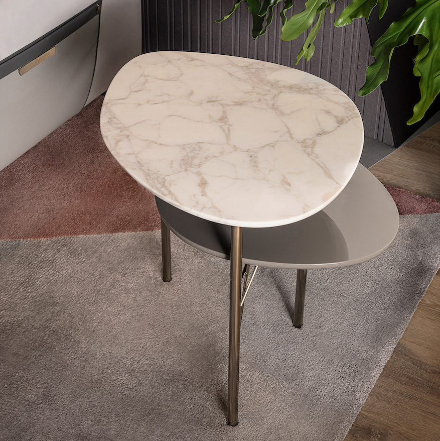 Italian light luxury modern coffee natural marble hotel side tables for living room luxury