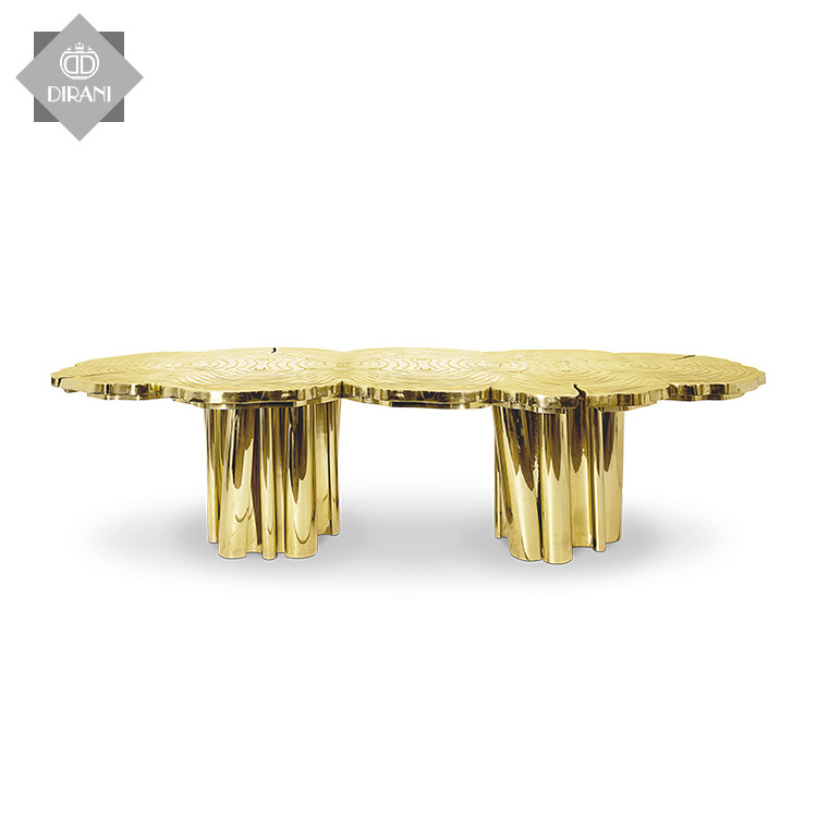 Dining Set High Quality Golden Restaurant Glass Dining Table Metal Nordic Modern Customized Dining Table