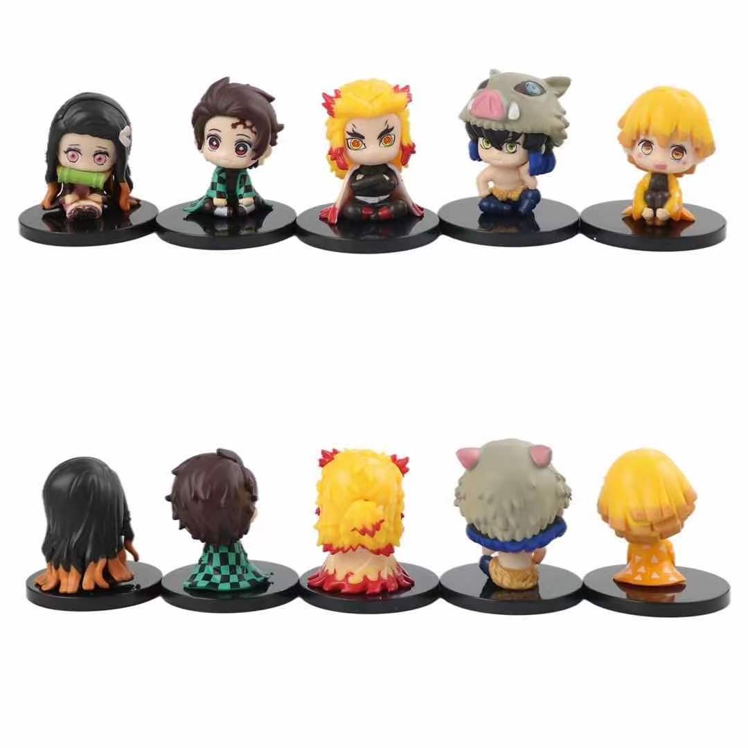 Anime Action Figure Demon Slayer Sitting Kimetsu No Yaiba Stove Door Tanjirou Nezuko Shanyi Cartoon Doll Gashapon