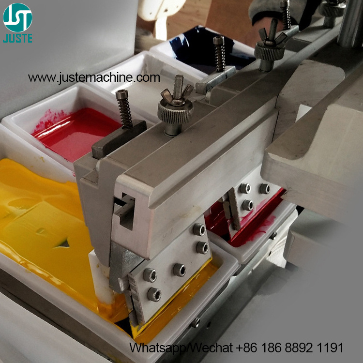 4 Color Conveyor Pad Printing Machine Mould Laser Pad Printer For Voltran Neck Care Label Nylon Ribbon Silicon Rubber Bumper