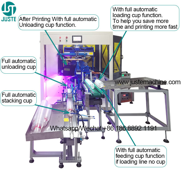 Plastic Paper Cup Screen Printer Full Automatic Large Format Silk Screen Printing Machine For Odd Shape Mugs Silicone Wristband